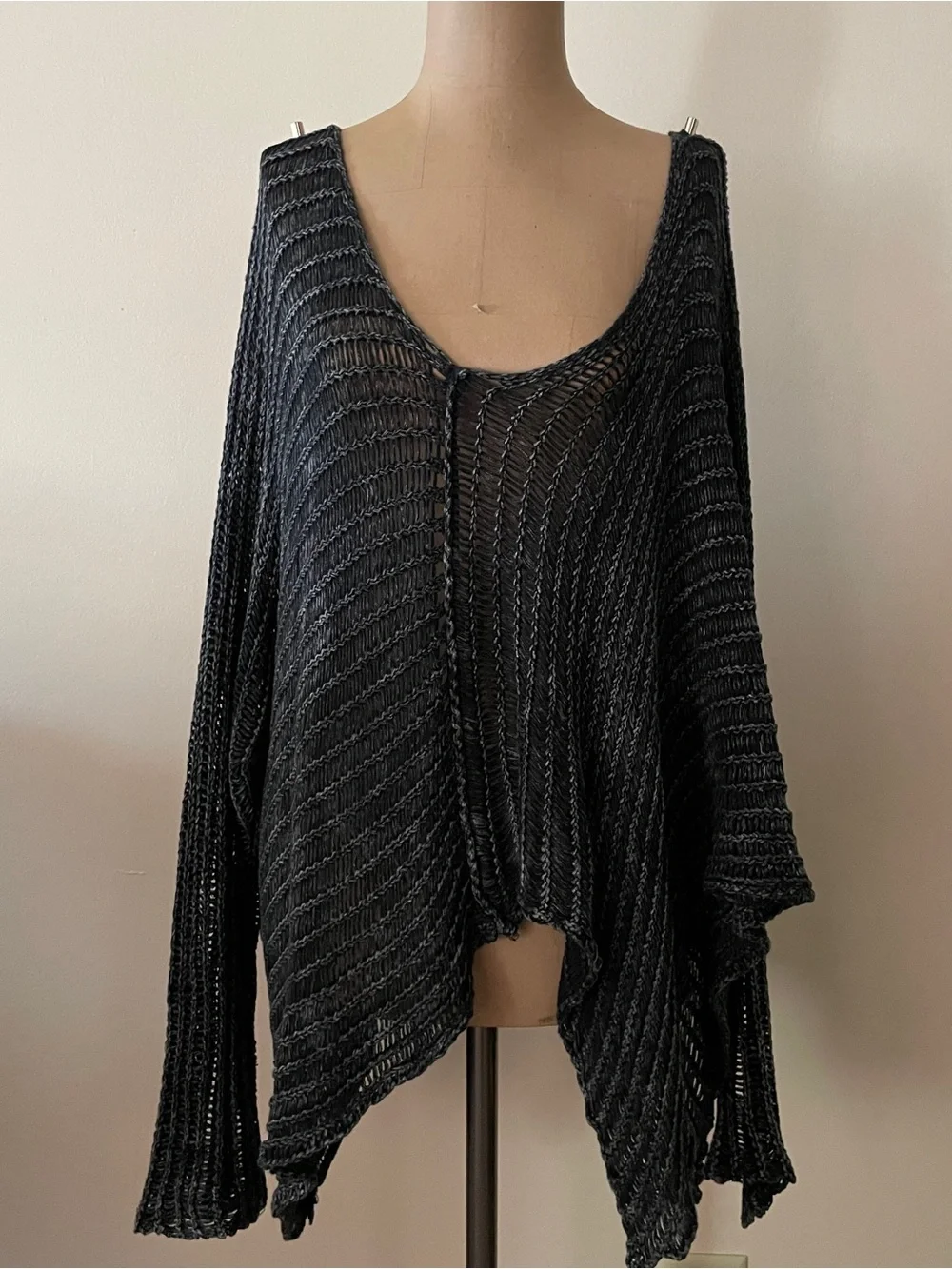Open-Knit Black Women's Poncho‎ Shrug - Lightweight Layering